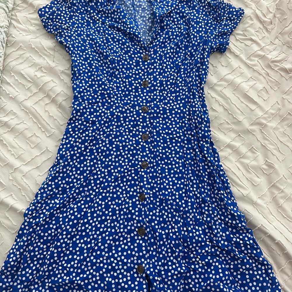 Express Blue Polka Dot Dress